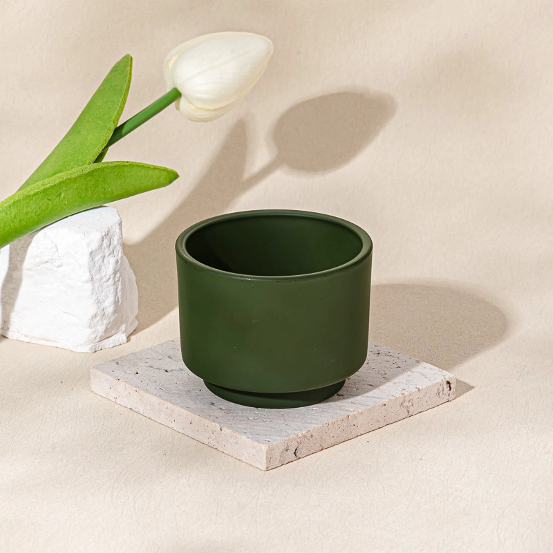 Wholesale Matte Dark Green 145ml Glass Jar Candle Vessel with home decor