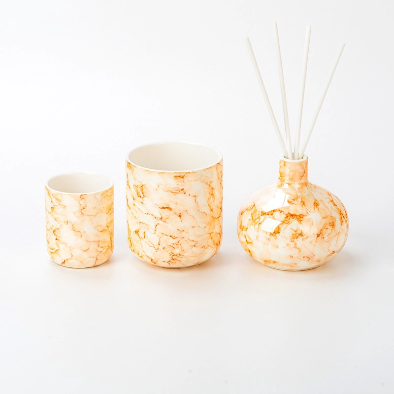 Custom 5oz 14oz Marble Ceramic Candle Jars For Home Decoration Custom 5oz 14oz Marble Ceramic Candle Jars For Home Decoration