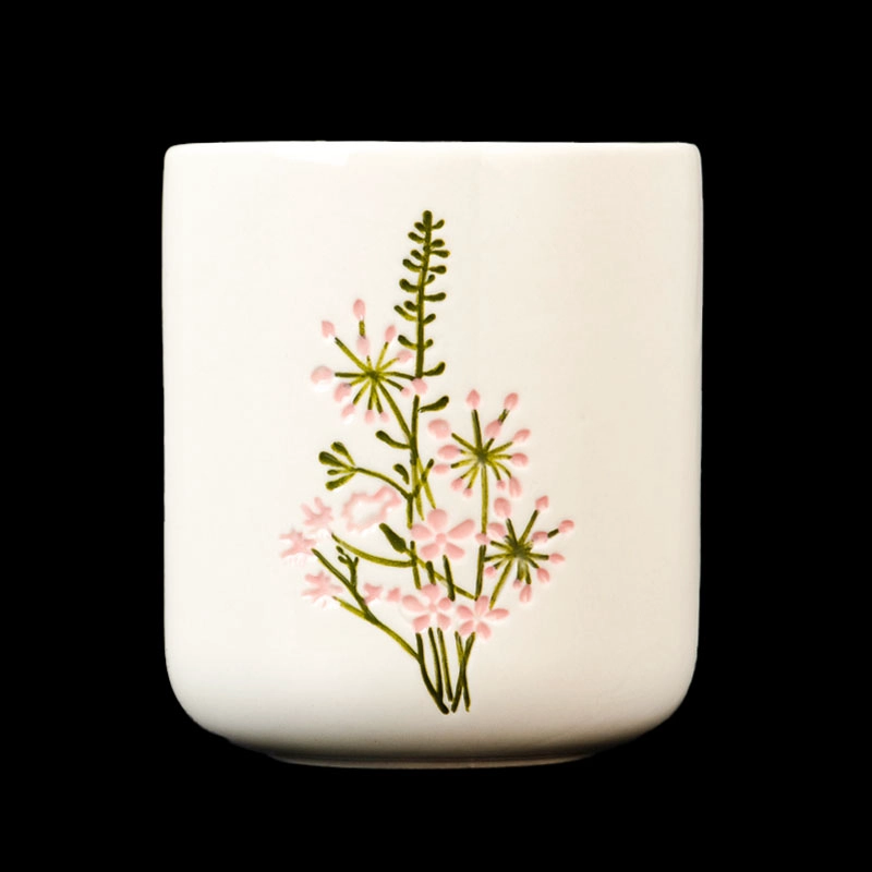 China Beautiful Pattern Printing Ceramic Candle Jar Wholesale manufacturer