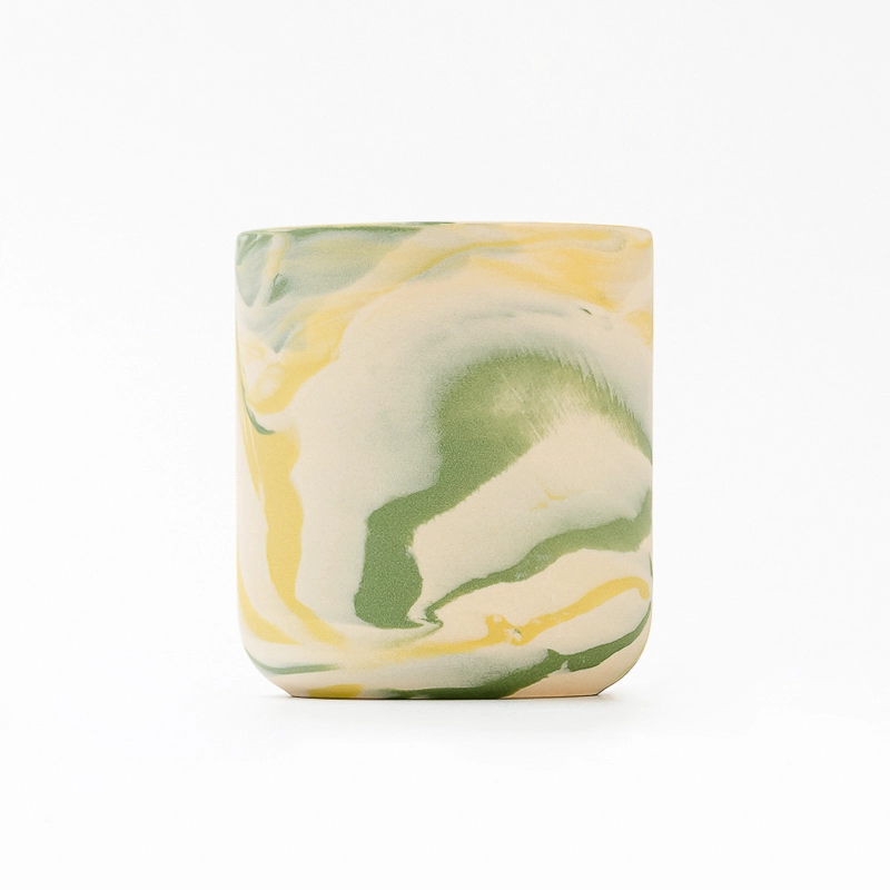 Marble Effect Combination Clay Ceramic Candle Jar For Candle Making Marble Effect Combination Clay Ceramic Candle Jar For Candle Making