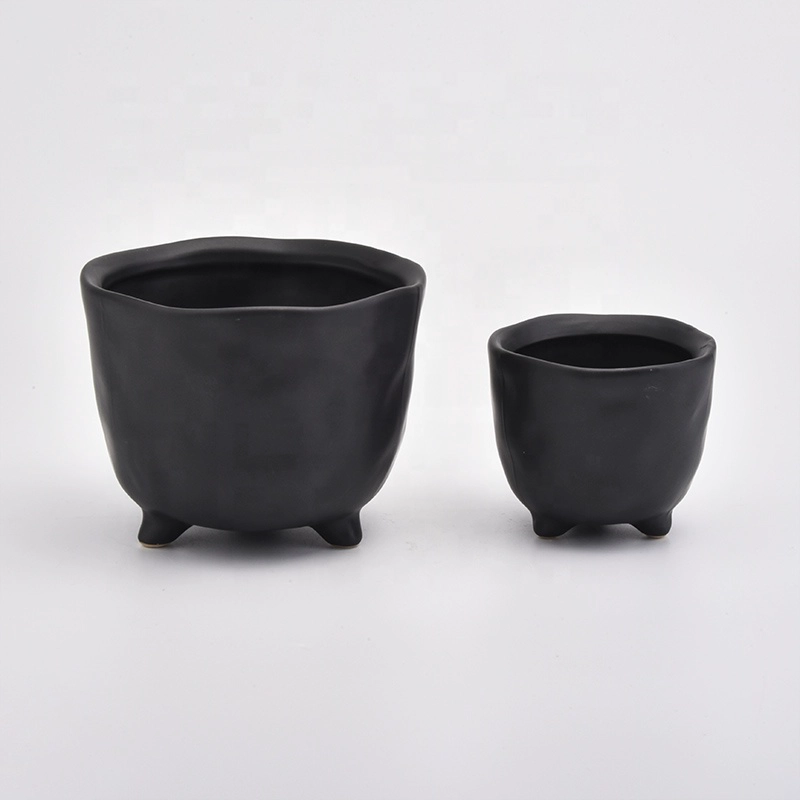 Matte Black Ceramic Candle Jars