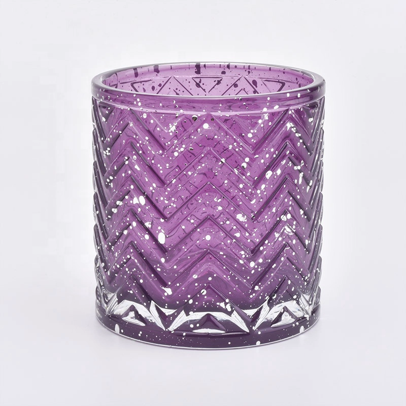 Purple spraying Glass Candle holder vintage wedding decoration