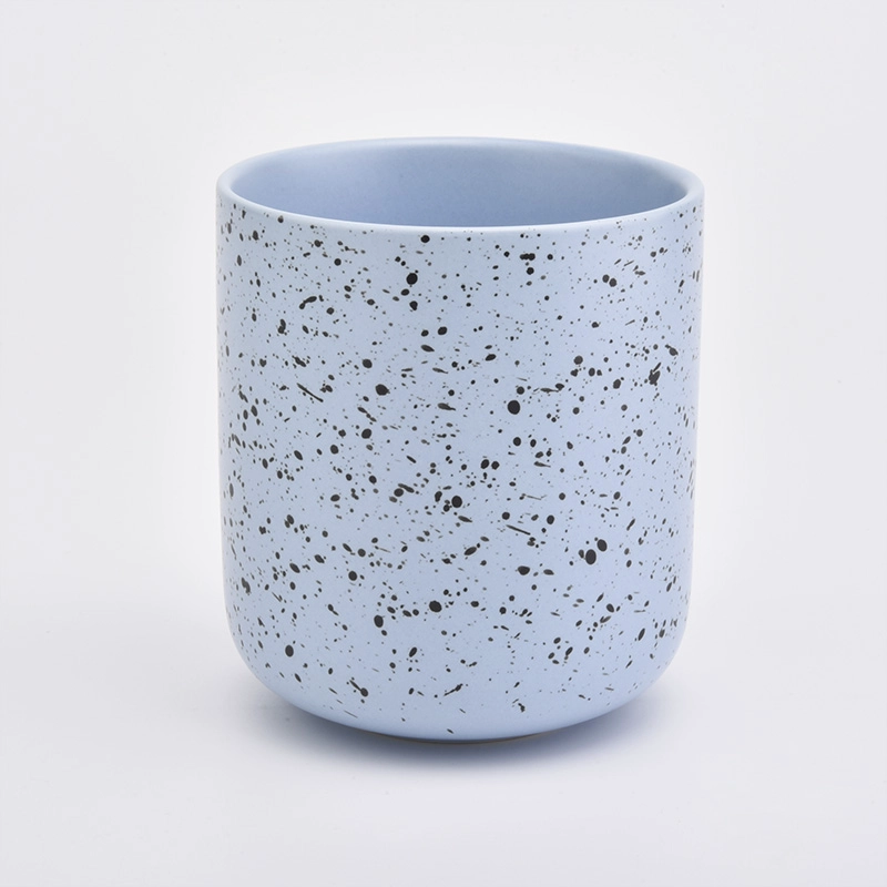 Cylinder Shaped Blue Ceramic Candle Jars Wholesale