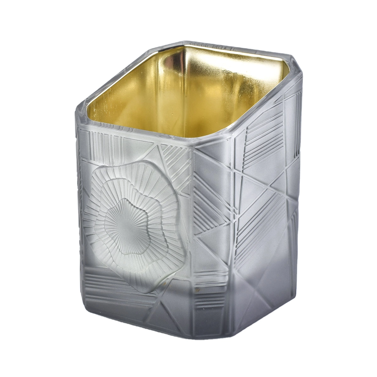 Suppliers grey crystal empty scented glass candle holders