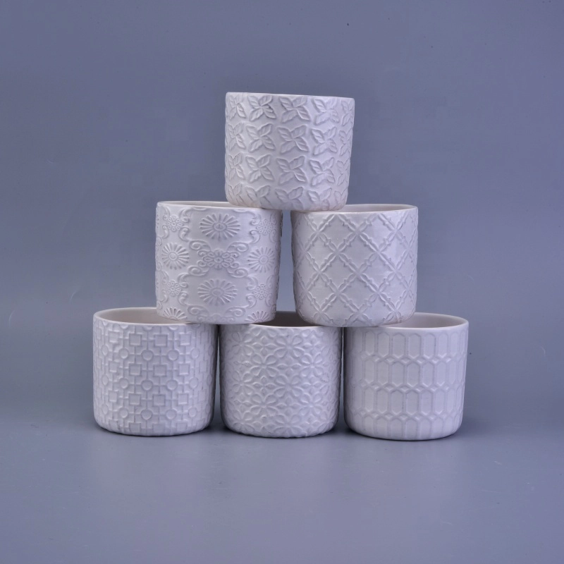 Wholesales white flower shape menorah ceramic candle cups