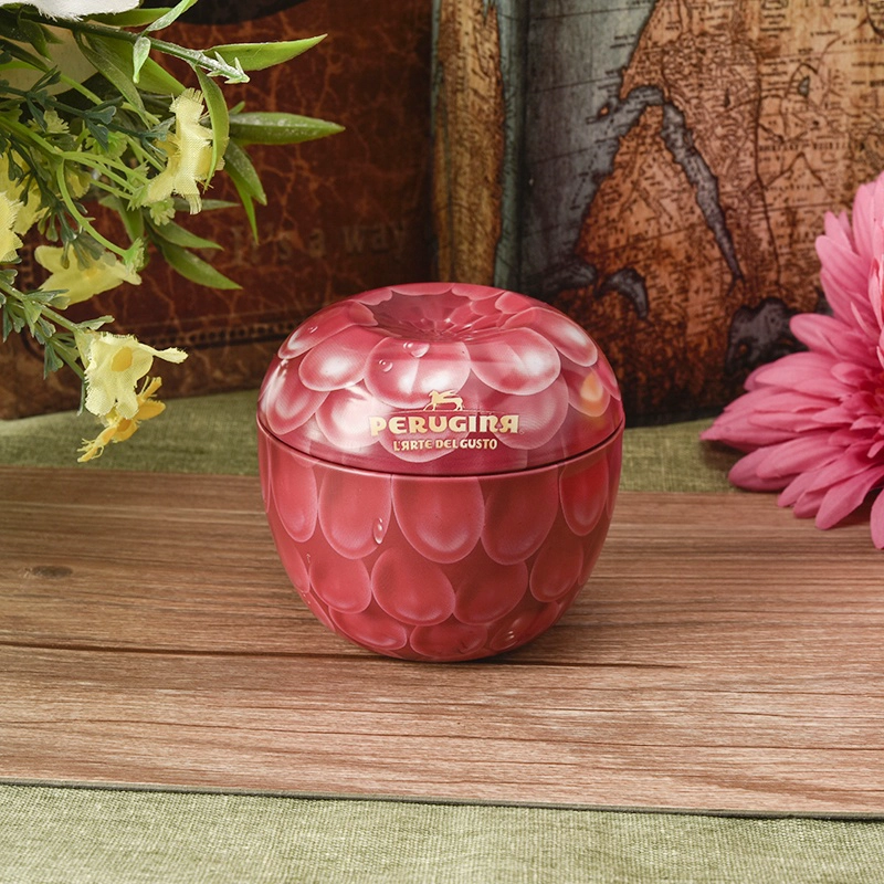 Metal Aluminum red apple shape 8 oz candle tins with lid