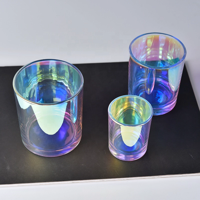 Luxury iridescent glass candle jar