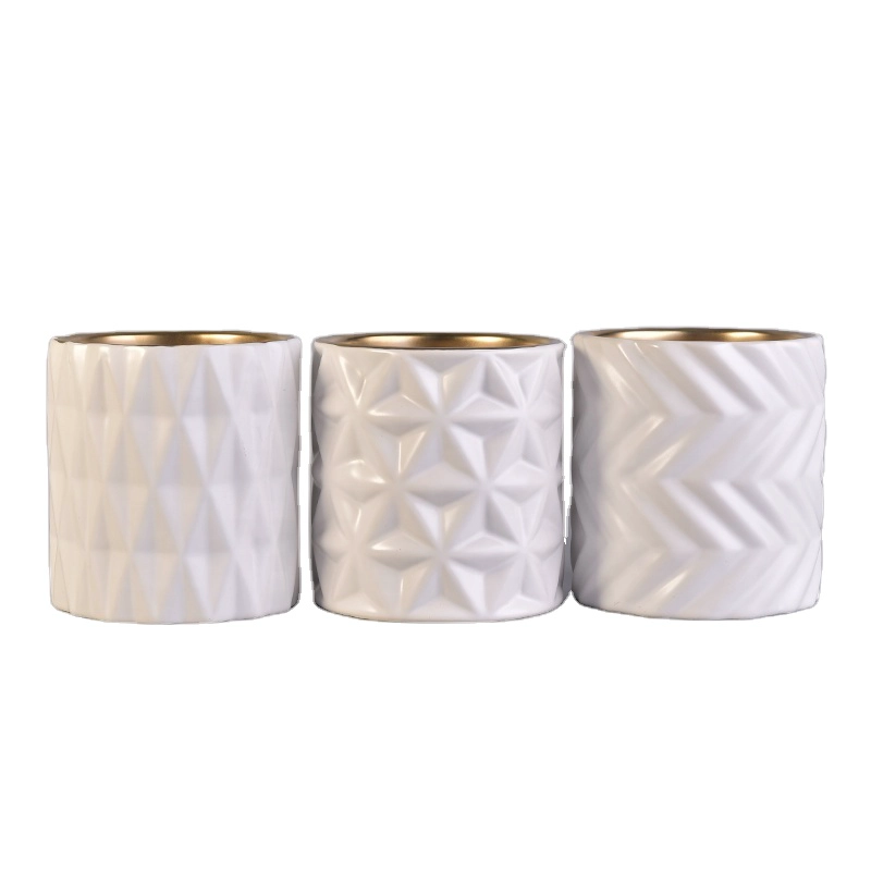 Wholesales white soy wax ceramic candle jars in bulk