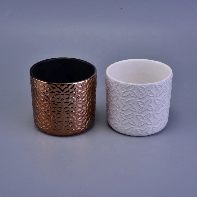 Luxury amber small ceramic candle holder home decoration
