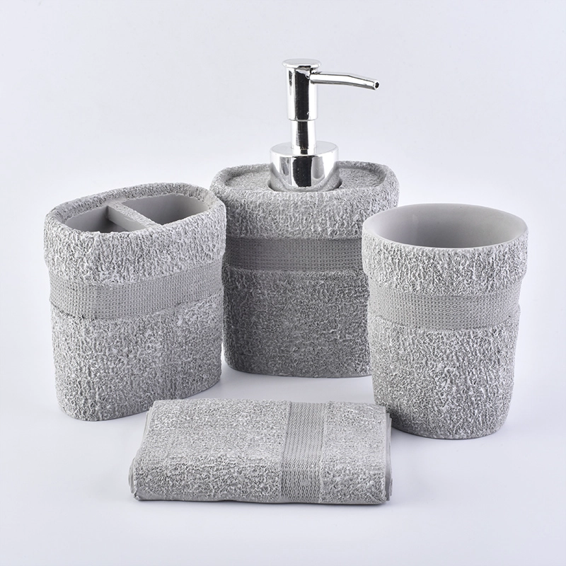 China china hotel soap dish holder lotion dispenser toothbrush holder tumbler concrete bathroom accessories manufacturer