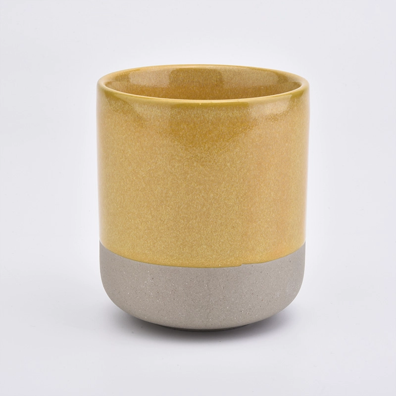 Yellow Glaze Candle Jar Ceramic Wholesale