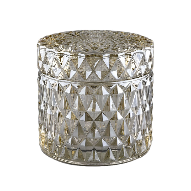 Diamond Cut Candle Glass Container With Lids for wholesale
