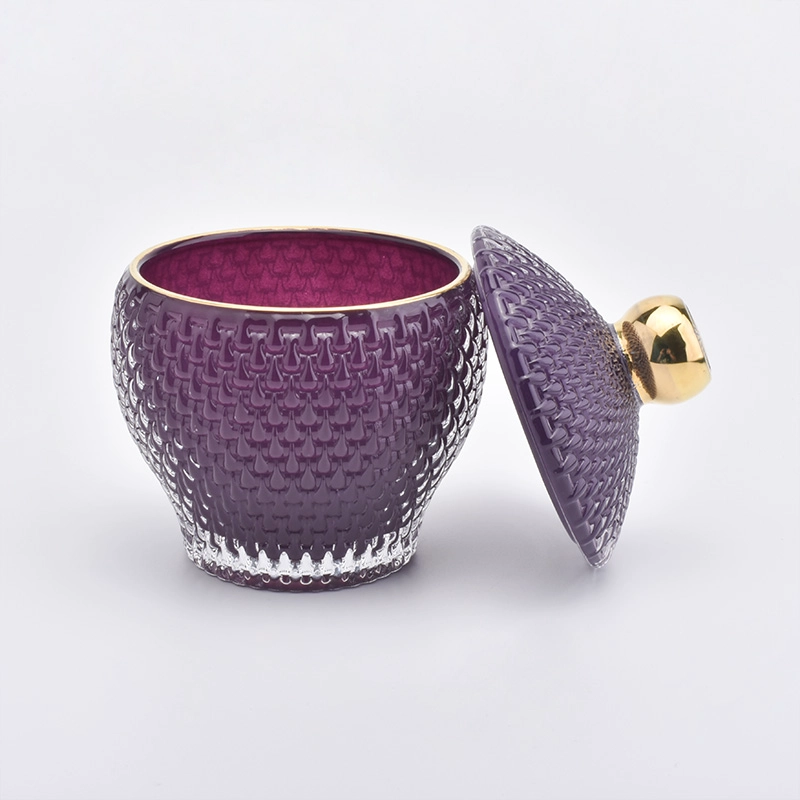 Wholesale Luxury GEO Cut Glass Candle Jar With Lids