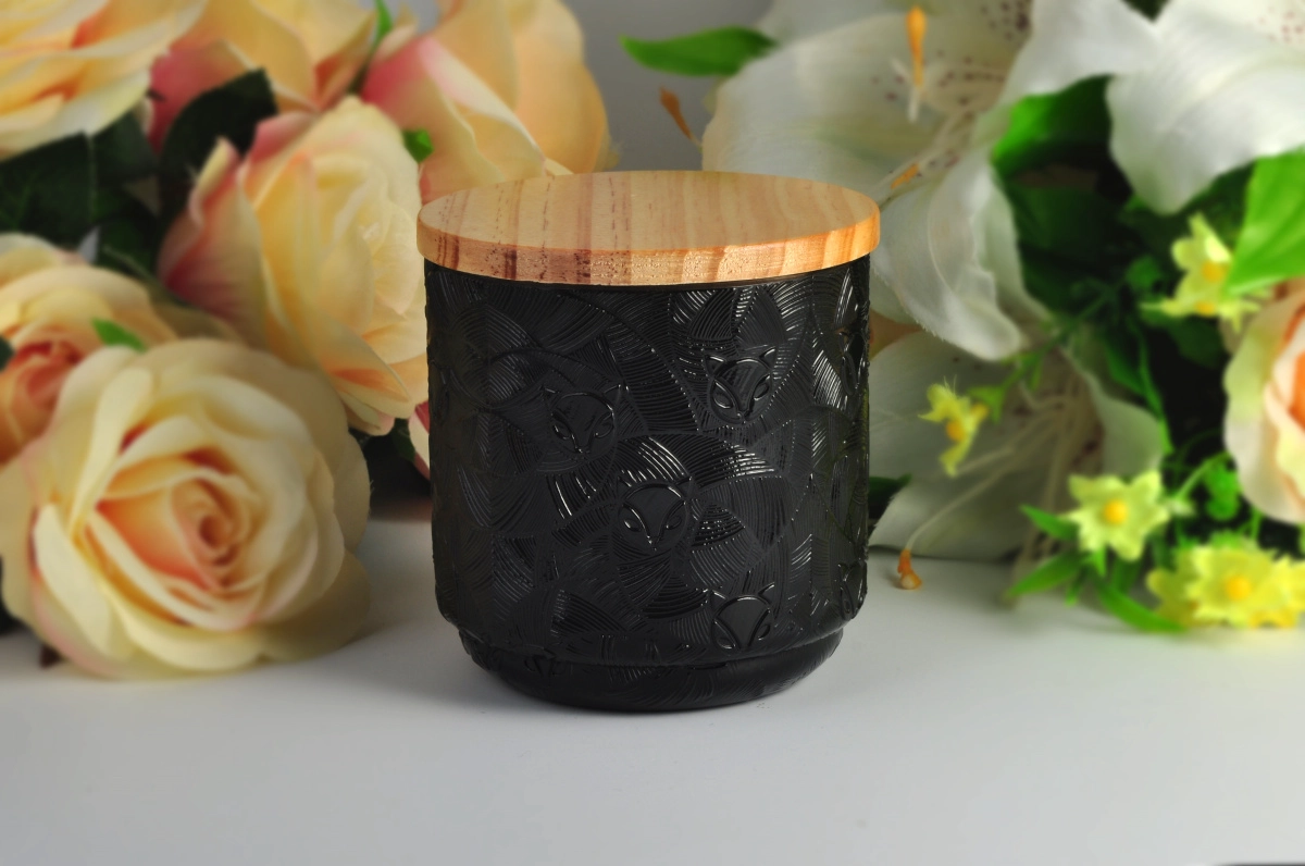 Black glass candle jars wholesale