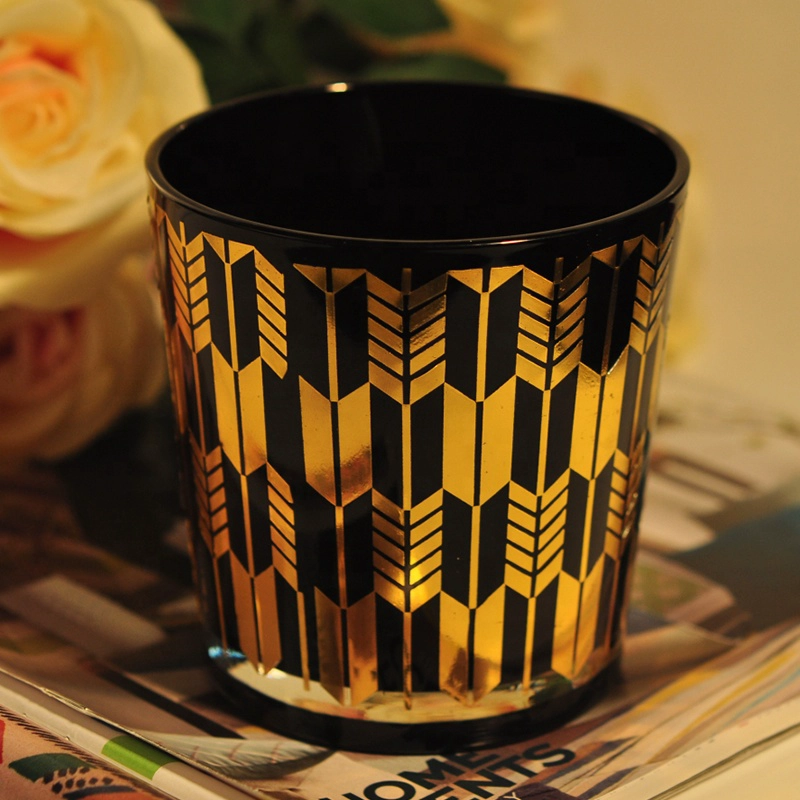 Black and white luxury empty glass candle jar for candle