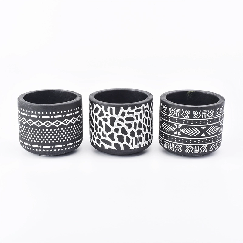 250ml Matte black Concrete Candle Holders Wholesale