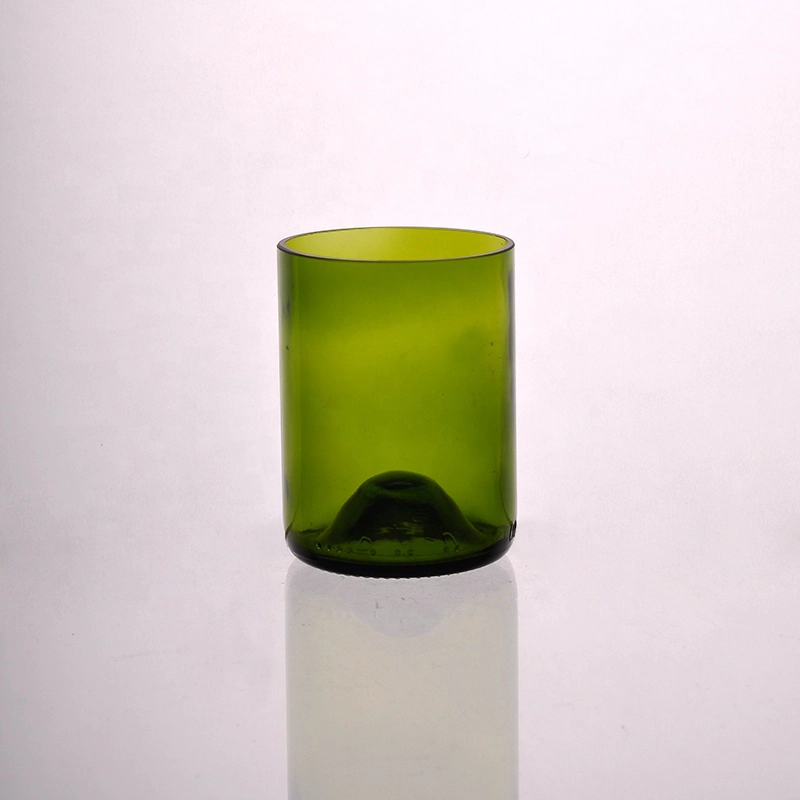 Hot popular recycle wine bottle cut glass candle jars