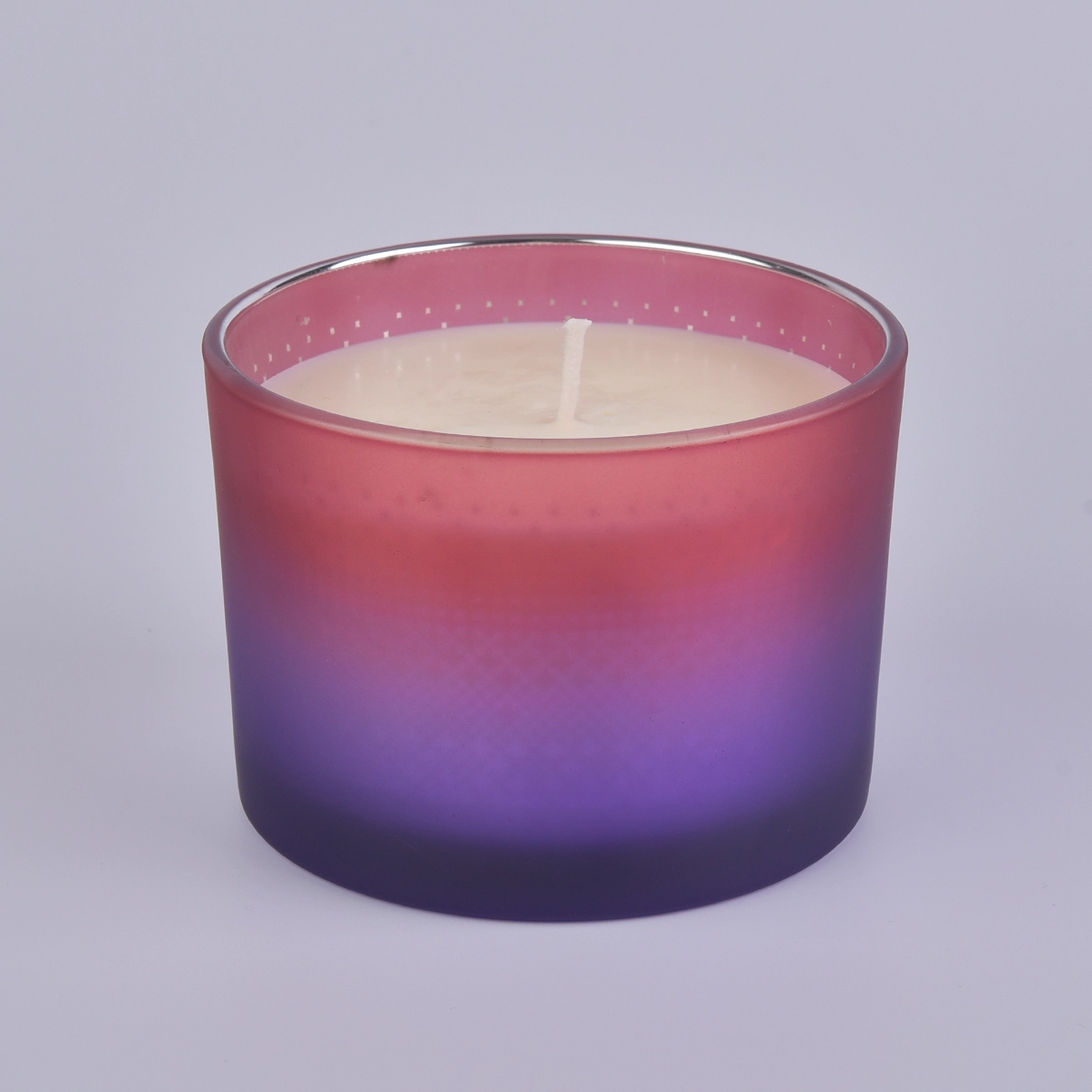 Gradient Color Glass Candle Jar With Lid