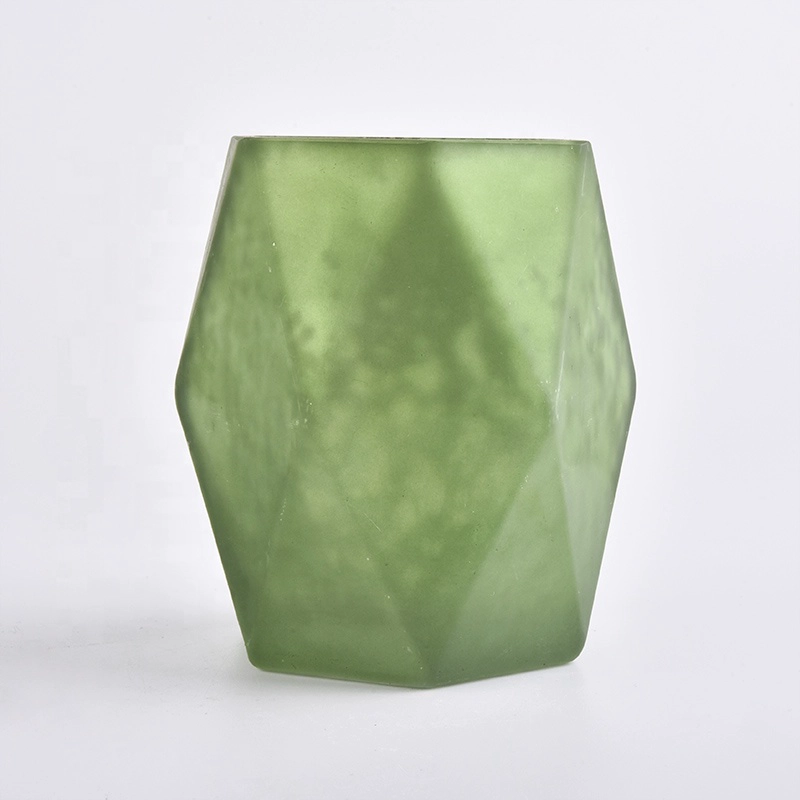 Green geometric mercury Glass Candle holder