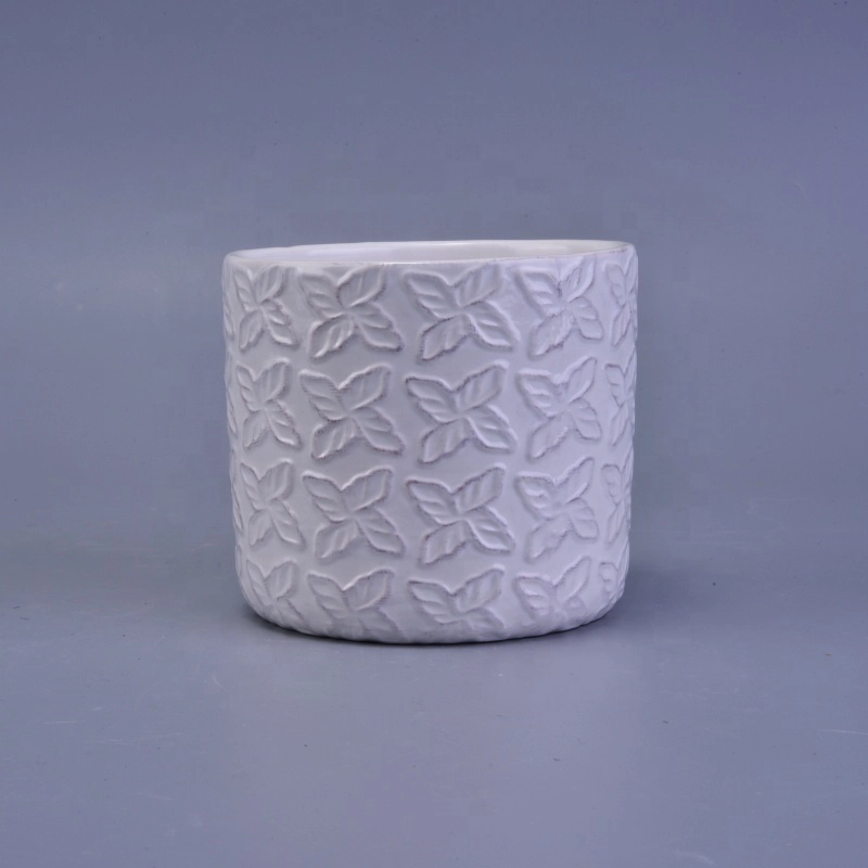 Wholesales white flower shape menorah ceramic candle cups
