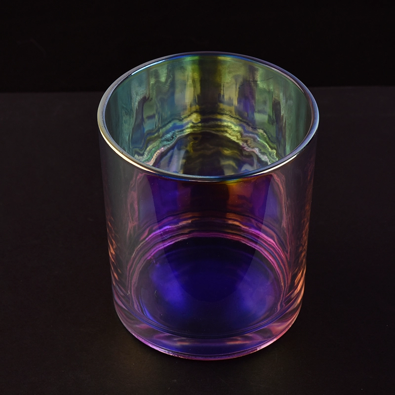Luxury iridescent glass candle jar
