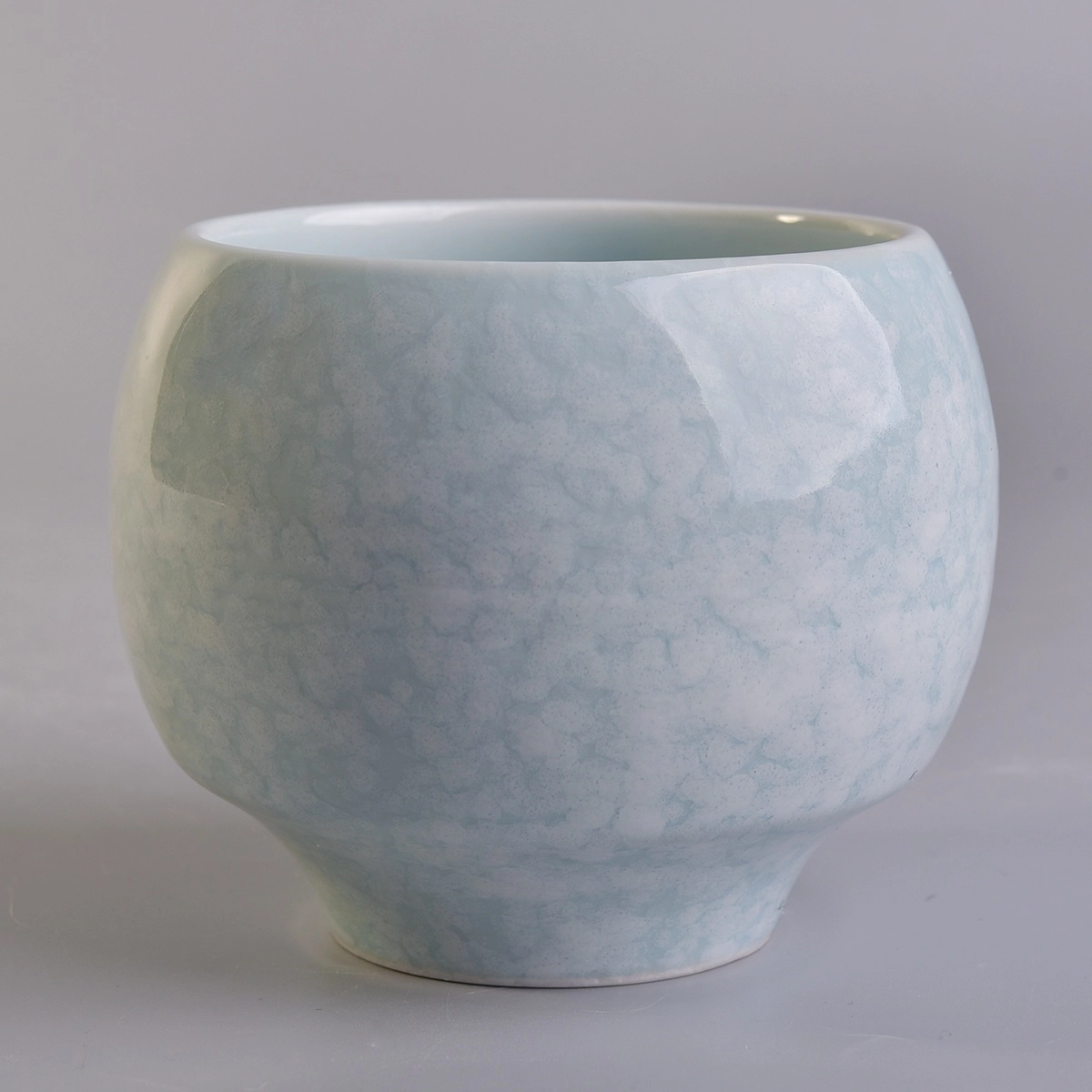 Manufacturer blue round Empty ceramic Candle Jar For Candle Making