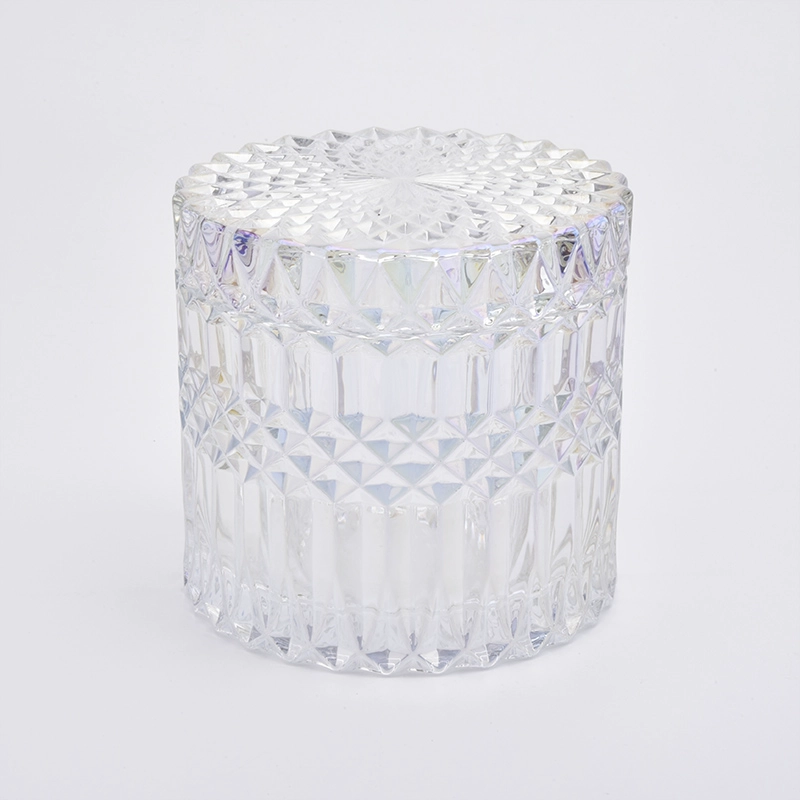 480ml Luxury Christmas Ion Plating Glass Candle Jar With Lids