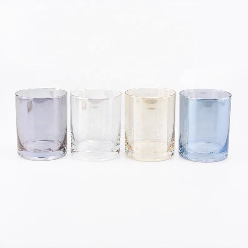Luxury Cylinder Candle Glass Jar With Ion Plating