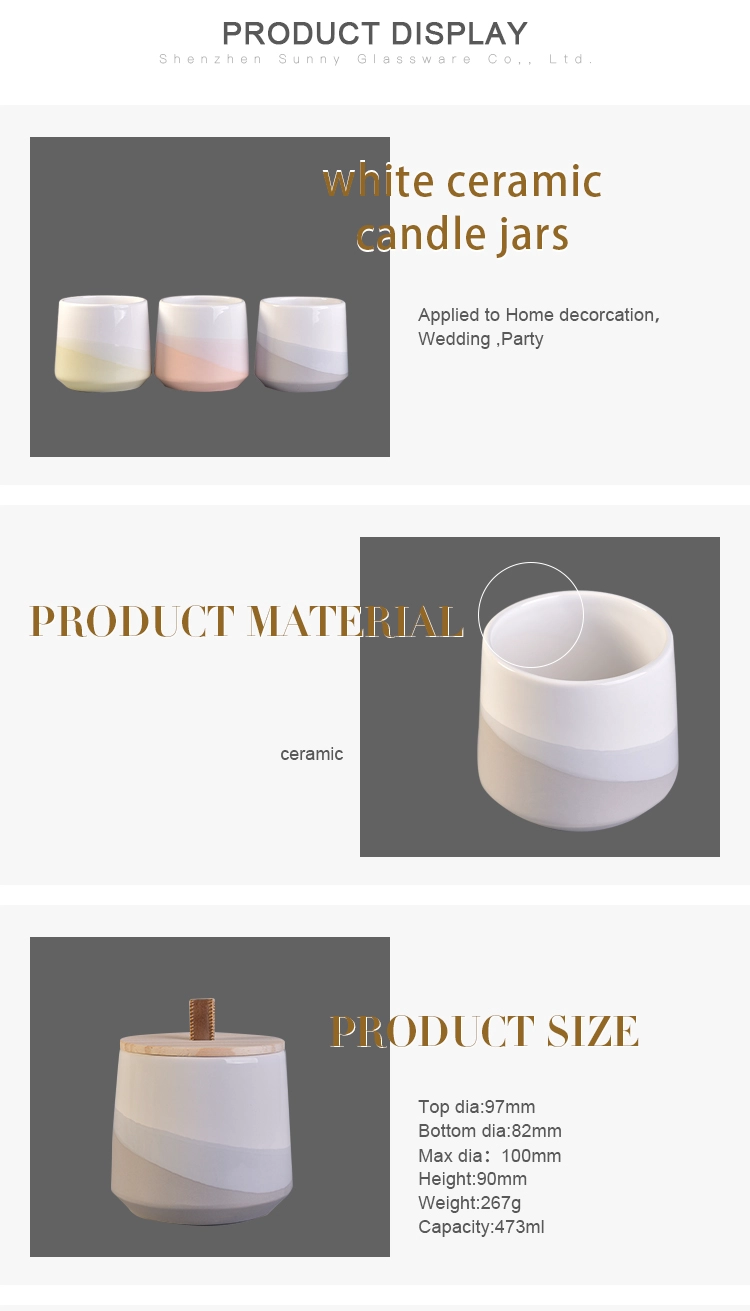 custom luxury empty ceramic candle holder jar container with lid