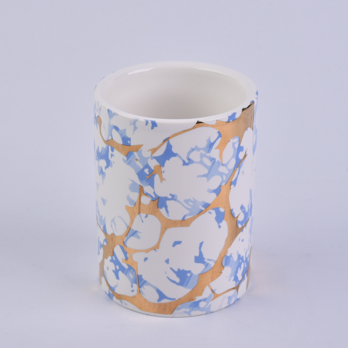 Gold And Marble Pattern Ceramic Candle Vessel Wholesale