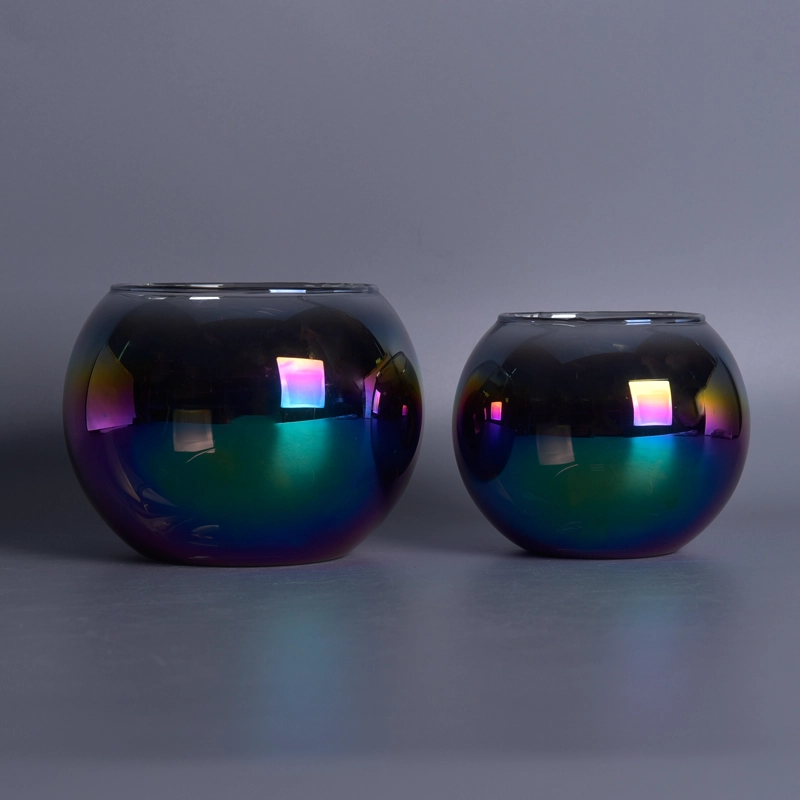 Custom Ball Shaped Candle Glass Jars With Holographic Decoration