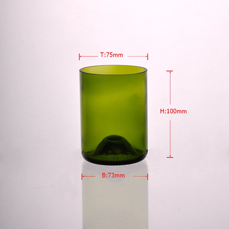 Hot popular recycle wine bottle cut glass candle jars