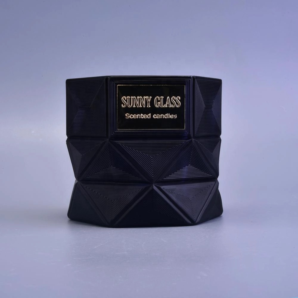 wholesale decorative party hexagonal gold cylinder glass candle jar