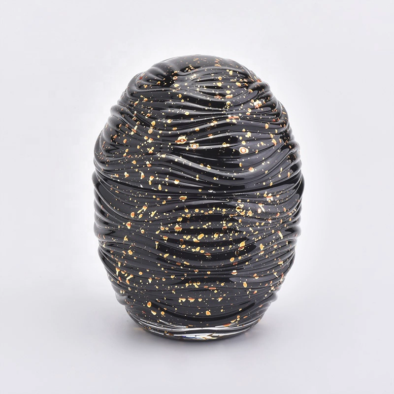 Egg shape black decorating Glass Candle holder wedding decoration