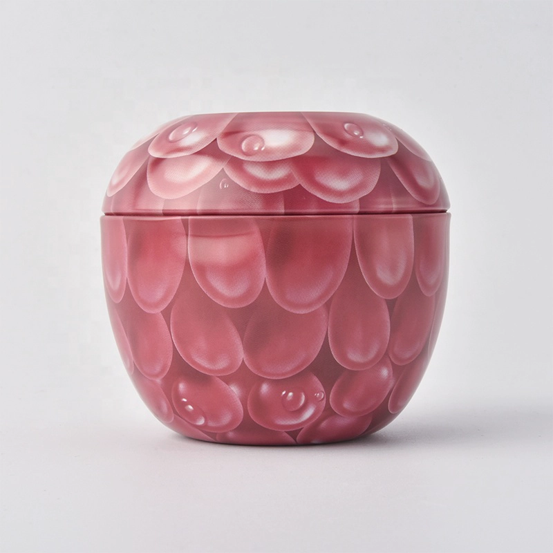 Metal Aluminum red apple shape 8 oz candle tins with lid