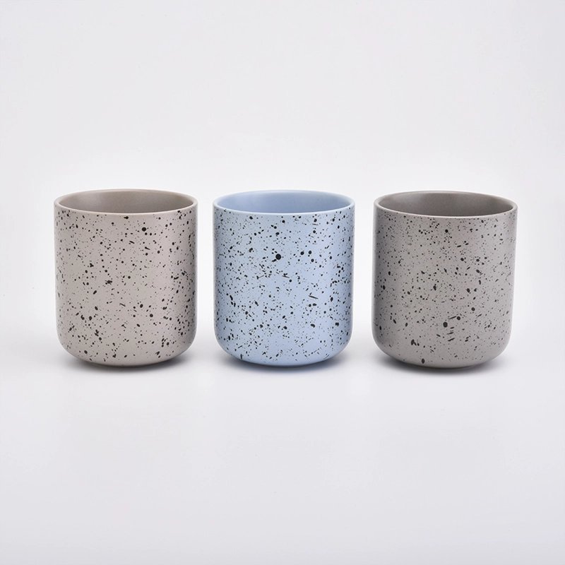 Cylinder Shaped Blue Ceramic Candle Jars Wholesale