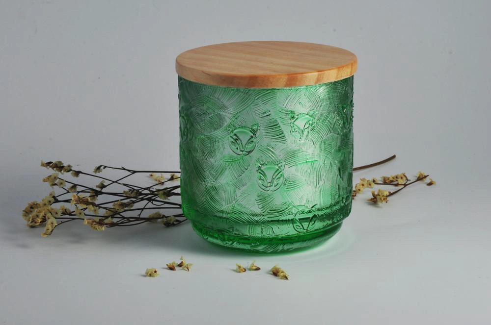 Fox Pattern Embossed Glass Candle Jar For Candle Making