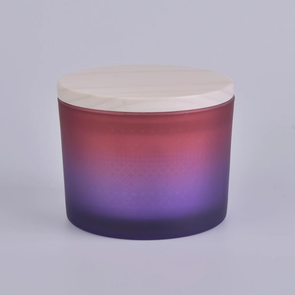 Luxury Gradient Color Glass Candle Jar With Lid