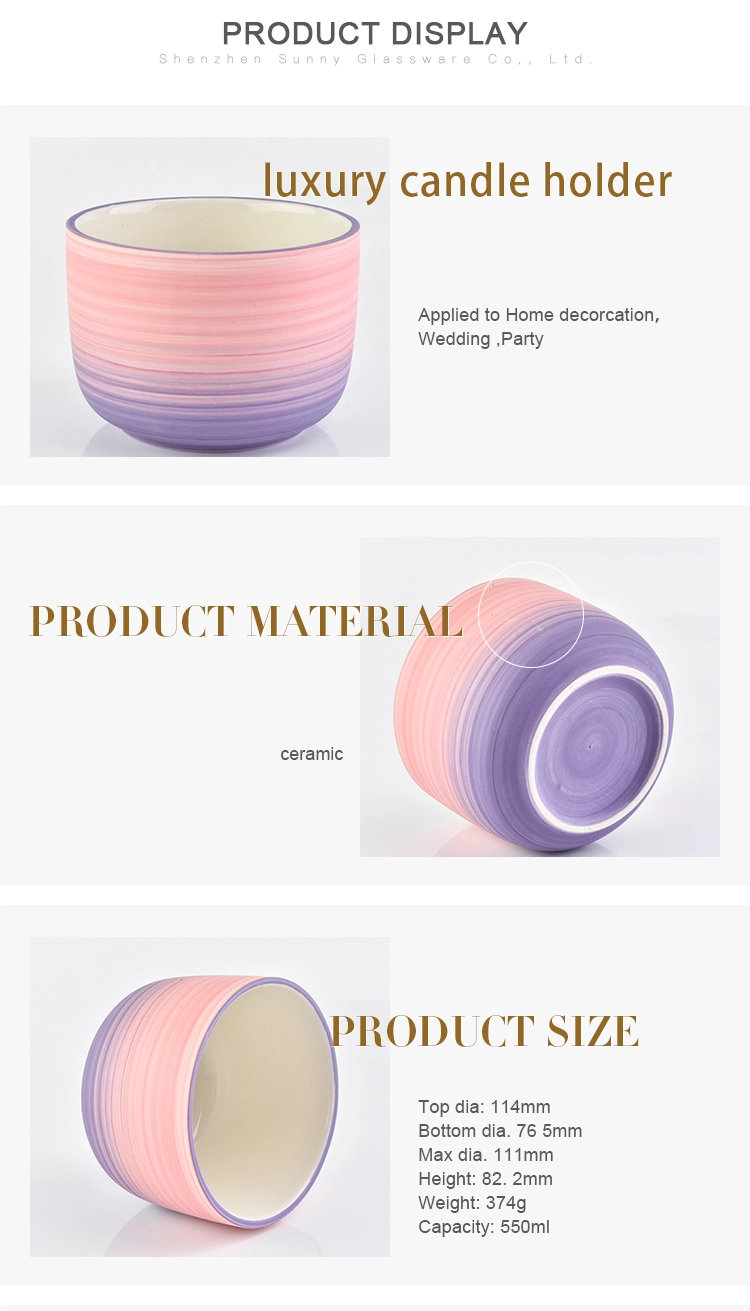 customized modern luxury ceramic material colored scented candle holder jar