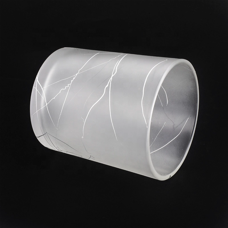 8oz Popular Cylinder Shaped Frosted Glass Candle Jar