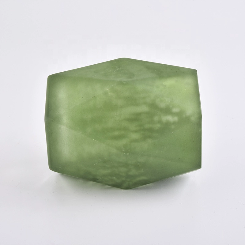 Green geometric mercury Glass Candle holder