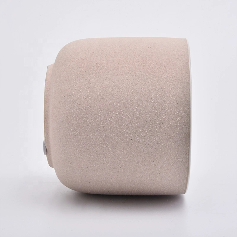 Wholesales Frosted pink Round ceramic candle container