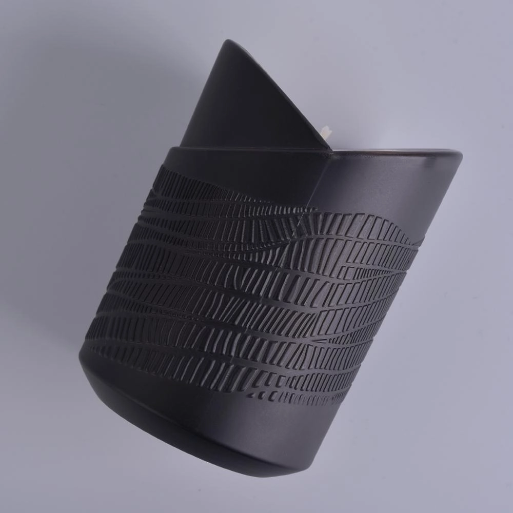Wholesale Luxury 8oz Black Glass Candle Jars