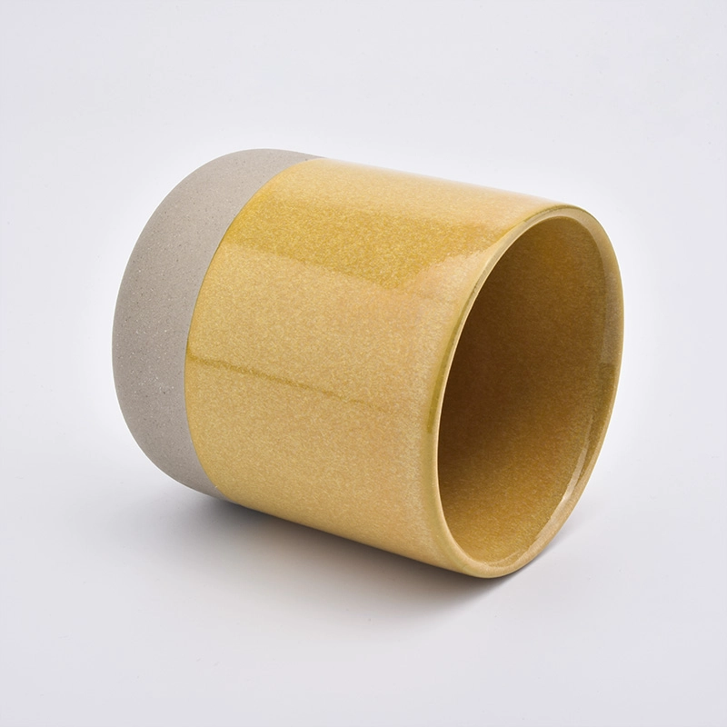 Yellow Glaze Candle Jar Ceramic Wholesale