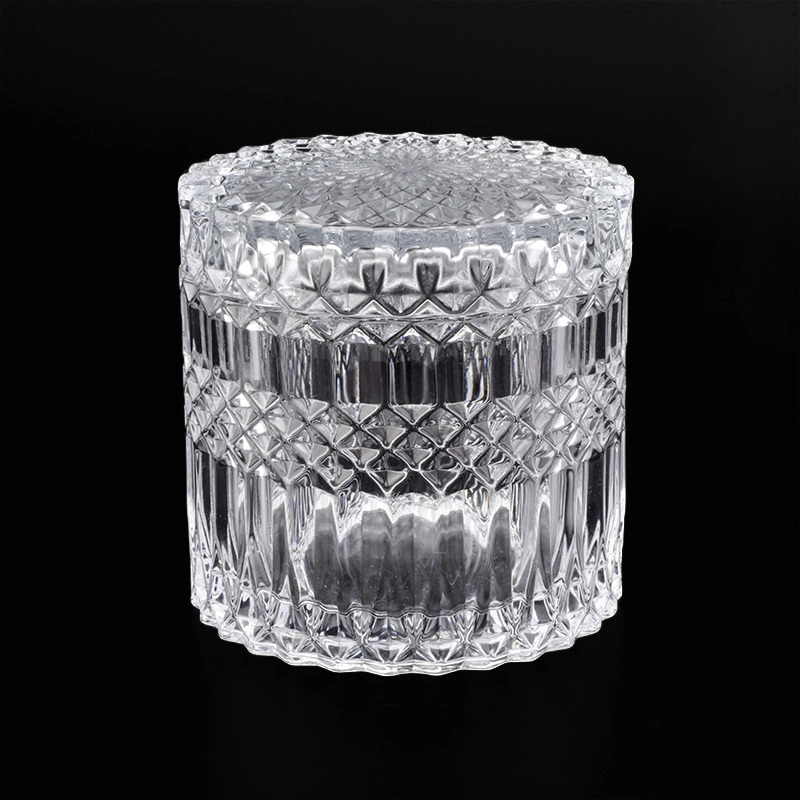Crystal Geo Cut Glass Candle Holder With Lids