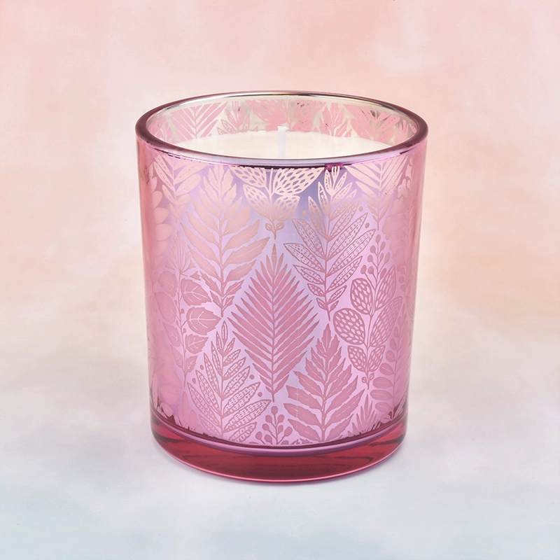 Laser Engraving Pink Glass Votive Candle Holders