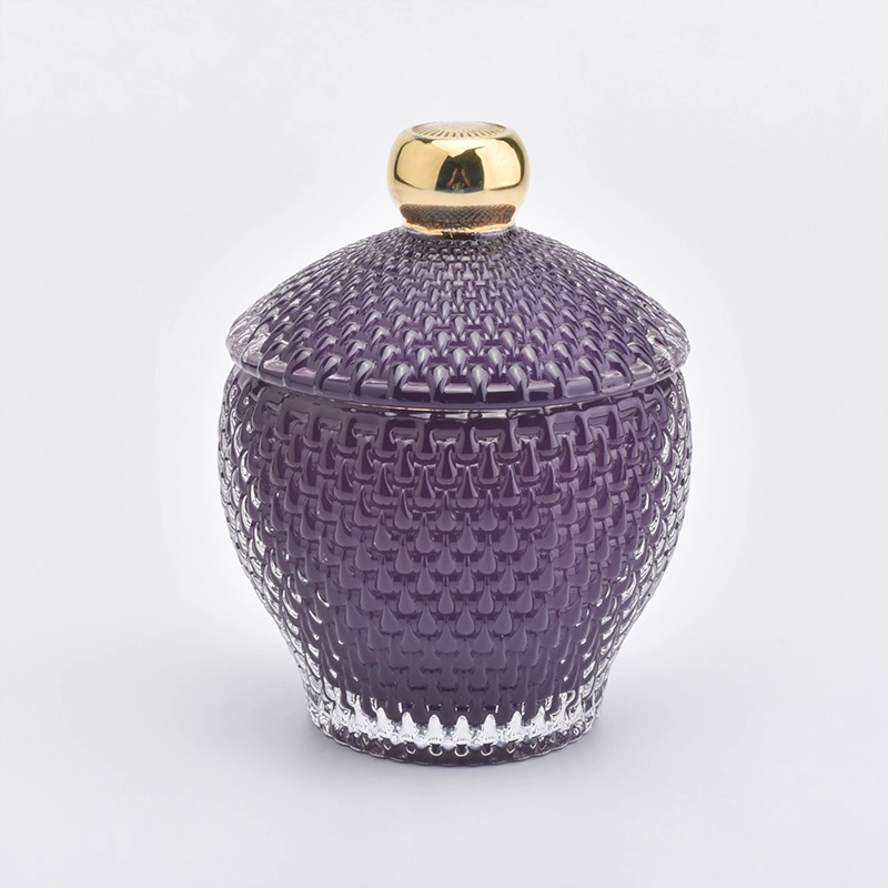 Wholesale Luxury GEO Cut Glass Candle Jar With Lids