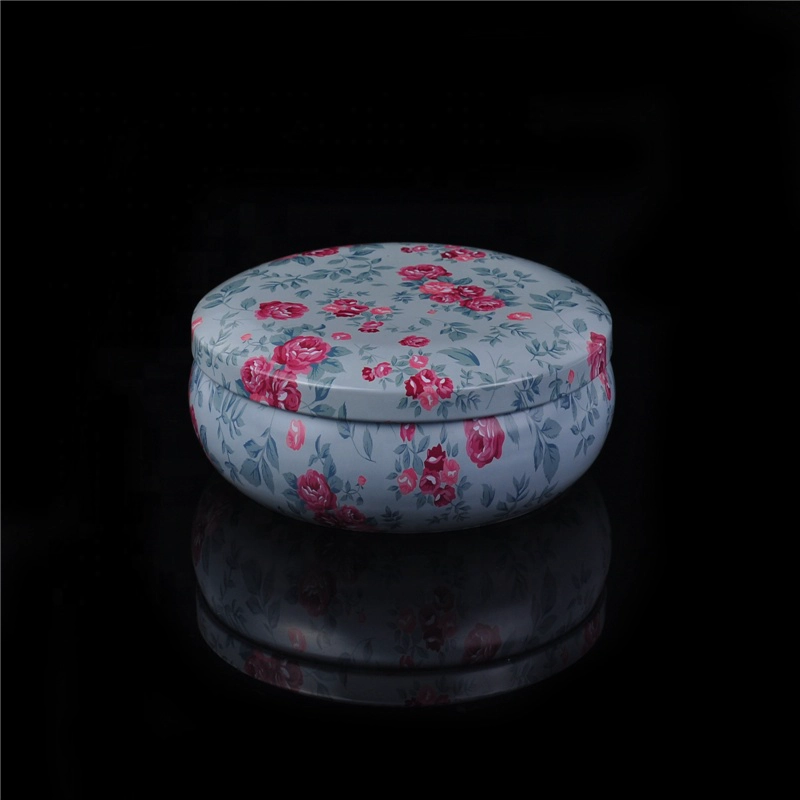 Custom Metal empty decorative color candle tins with cover