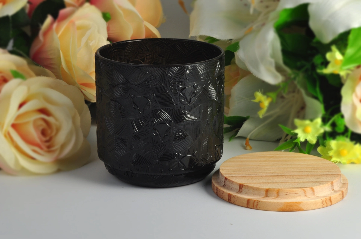 Black glass candle jars wholesale