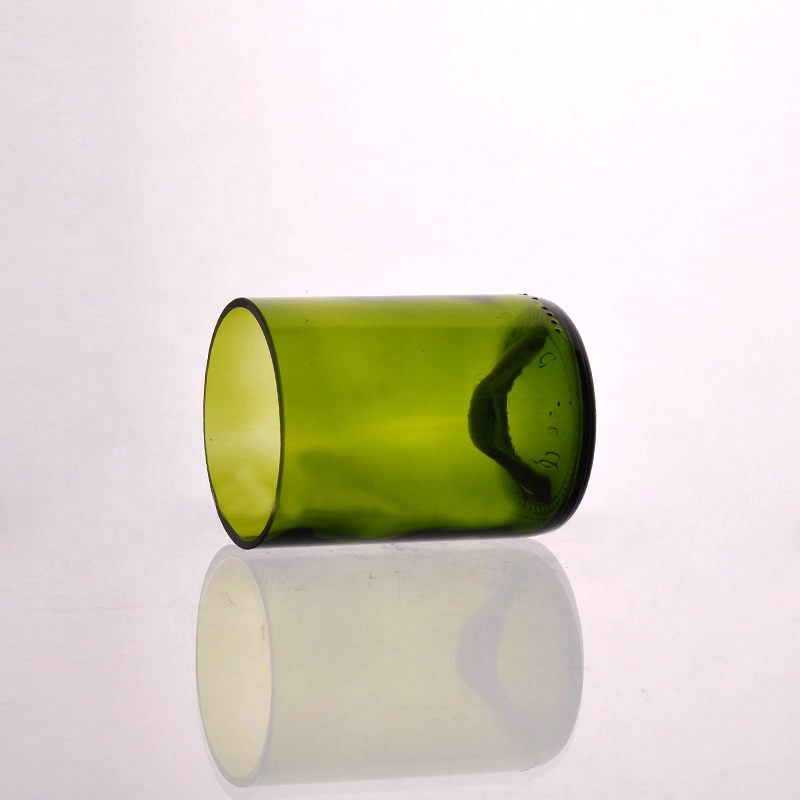 Hot popular recycle wine bottle cut glass candle jars